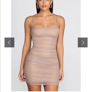 Blush Nude Glitter Mini Dress
